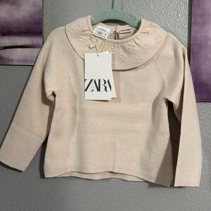 Zara knitwear beige collar neck girls SWEATER 18-24 months new viscose